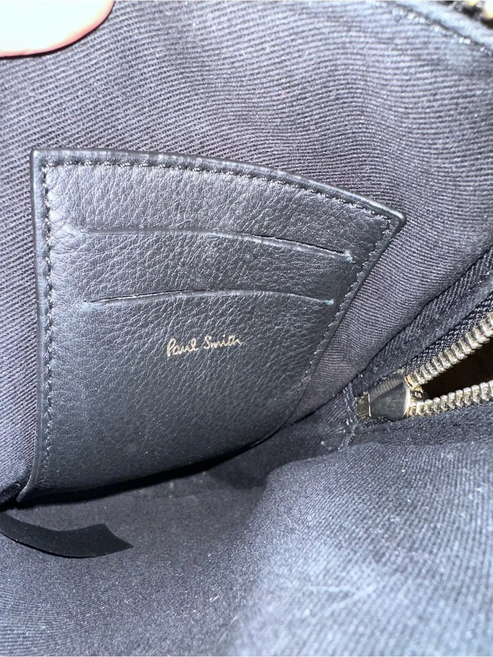 Paul Smith Black Leather Neck Pouch Bag with Multicolor Stripe